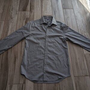 Kenneth Cole Reaction Dress Shirt Men’s 15 32/33 Gray Striped Long Sleeve 100%